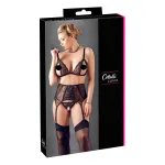 Cottelli Plus Size - csipke fehérnemű trió (fekete)