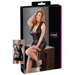 Cottelli Plus Size - fényes ruha csipkével (fekete)