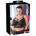 Cottelli Plus Size - pántos-csipkés melltartó (fekete)