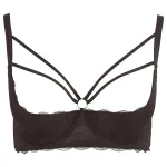 Cottelli Plus Size - pántos, gyűrűs push-up melltartó (fekete)