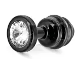 DIOGOL Anni - bordázott butt plug - fekete - (3cm)