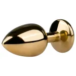 EasyToys Metal No.1 - lila köves kúp anál plug (arany, 2,5 cm)