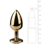 EasyToys Metal No.1 - lila köves kúp anál plug (arany, 2,5 cm)