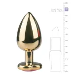 EasyToys Metal No.8 - anál plug szíves talppal (arany-pink, 3,5 cm)