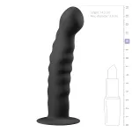 Easytoys Ribbed - tapadókorongos anál dildó (14cm) - fekete