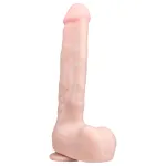 Easytoys - tapadókorongos, herés nagy dildó (29,5cm) - natúr