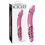 Icicles No. 57 - péniszes kétvégű üveg dildó (pink)