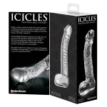 Icicles No. 61 - herés, péniszes üveg dildó (átlátszó)
