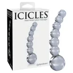 Icicles No. 66 - íves, gömbös, üveg dildó (átlátszó)