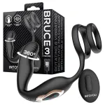 IntoYou Bruce - rádiós forgó prosztata vibrátor dupla gyűrűvel (fekete)