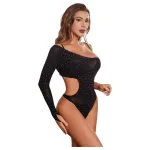 JSY 013 - csillogó body (fekete)