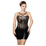 JSY 064 - fűzős fehérnemű szett - fekete (XL-2XL)