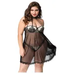 JSY 066 - babydoll szett - fekete (XL-2XL)