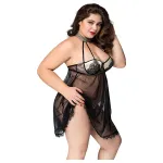 JSY 066 - babydoll szett - fekete (XL-2XL)