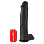 King Cock 15 - tapadókorongos, herés dildó (38cm) - fekete