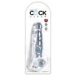 King Cock Clear 8 - tapadókorongos, herés dildó (20 cm)