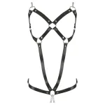 ZADO - láncos bőr testhám body - fekete (S-L)