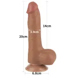Lovetoy Sliding-Skin - herés kétrétegű dildó - 20,8 cm (sötét testszínű)