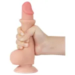 Sliding-Skin - tapadókorongos kétrétegű dildó - 19,5 cm (natúr)