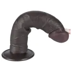 Lovetoy Sliding-Skin - tapadókorongos kétrétegű dildó - 20 cm (barna)