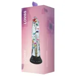LOVISS Flower - virágmintás üveg dildó (átlátszó)