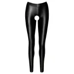 Noir - nyitott, fényes leggings (fekete)