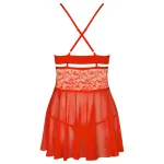 Obsessive 838-BAB-3 - pikáns csipkés babydoll és tanga (piros)