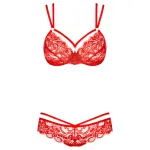 Obsessive 860-SET-3 - rózsás, csipke melltartó szett (piros)