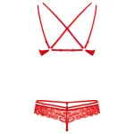 Obsessive 860-SET-3 - rózsás, csipke melltartó szett (piros)