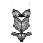 Obsessive Alluria - virágos csipke body (fekete)