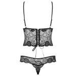 Obsessive Alluria - virágos csipke body (fekete)