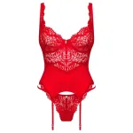 Obsessive Amor Cherris - harisnyatartós csipke szett (piros)