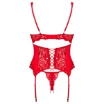 Obsessive Amor Cherris - harisnyatartós csipke szett (piros)