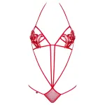 Obsessive Luiza - tulipános, pántos body (piros, S/M)