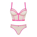 Obsessive Nudelia - melltartó szett (natúr-pink) - S/M