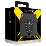 Ouch! - ketreces műbőr férfi erényöv lakattal (fekete)