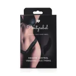 Pantyrebel - akkus, rádiós vibrációs csipke tanga (fekete, S-L)