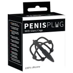 Penisplug - szilikon makk ketrec dilátorral (fekete)