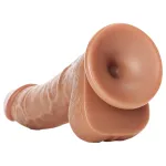 RealRock - tapadókorongos, herés dildó - 15,5 cm (sötét natúr)