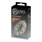 Rebel - fémgolyós, bütykös szilikon péniszgyűrű (átlátszó)