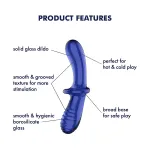 Satisfyer Double Crystal - kétvégű üveg dildó (kék)