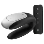 Satisfyer Double Fun - okos, vízálló párvibrátor (fekete)
