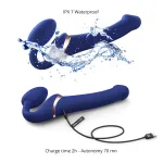 Strap-on-me M - felcsatolható, léghullámos vibrátor (kék)