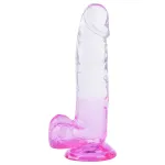 Sunfo - tapadókorongos, herés dildó - 22 cm (átlátszó-lila)