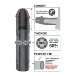 Pipedream - X-TENSION Mega 3 - élethű péniszköpeny (22,8 cm, fekete)