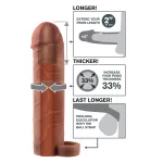 Pipedream X-TENSION Perfect 2 - heregyűrűs péniszköpeny - sötét natúr (19cm)