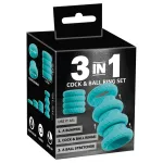 You2Toys - 3in1 péniszgyűrű és heregyűrű szett (türkiz)